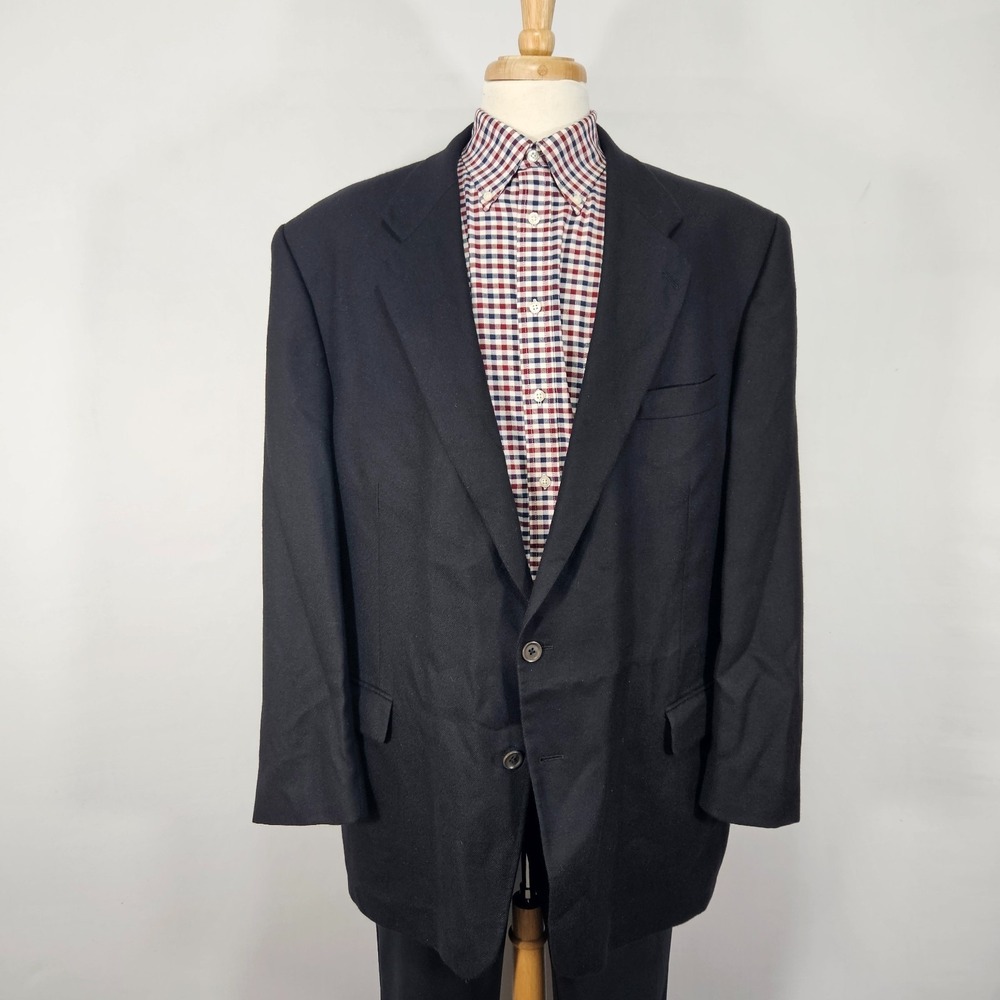 Saks Fifth Men's Sport Coat Blazer Two Button Black Loro Piana Cashmere 46L